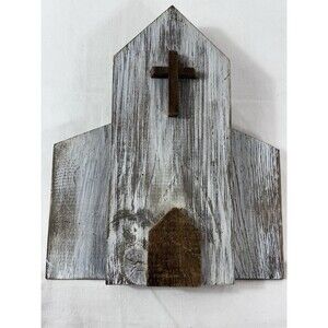 Rustic Wooden Church Wall Hanging Christian Religious Farmhouse Country Decor